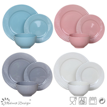 18PCS em relevo Dinner Set Striped Design